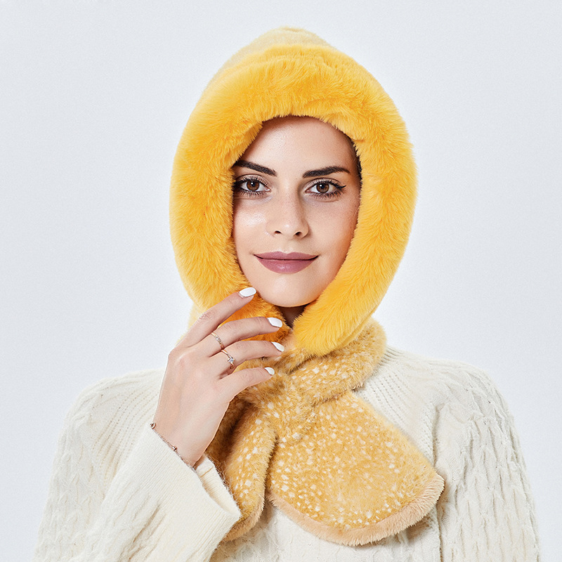 Winter Warme Hüte Für Damen Frauen Winter Ourdoor Ski Winddicht Verdicken Flusen Kappe Mit Kapuze Neck Schal Warme Kappe Beanie Frauen hut