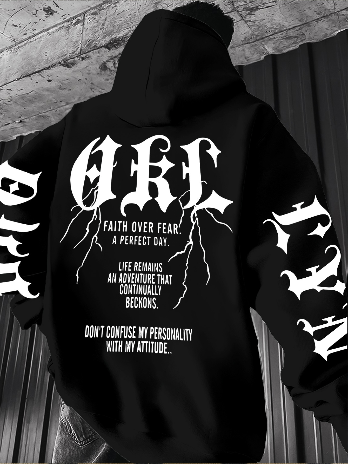 Gothic Font Versatile Street Men Women Pullover Hoodie Casual Loose Sport Hip-hop Y2K Autumn Winter Adult Sweatshirt Top Clothes