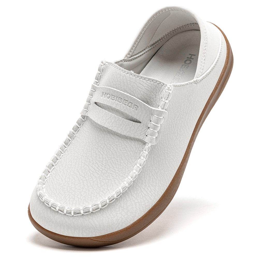 HOBIBEAR Barefoot Loafers voor dames, brede instapper, lichtgewicht schoenen, comfortabele kunstleren instappers
