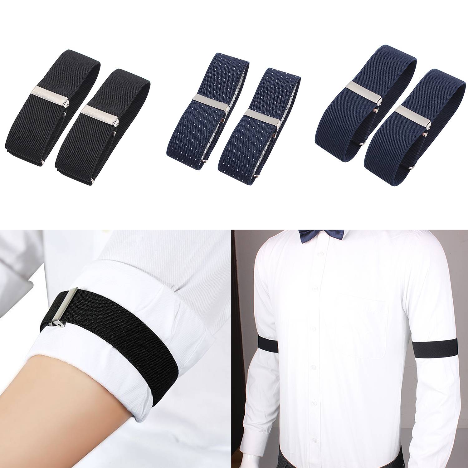 Um par de braçadeira elástica camisa manga titular feminino moda masculina ajustável braço punhos bandas para festa casamento acessórios roupas