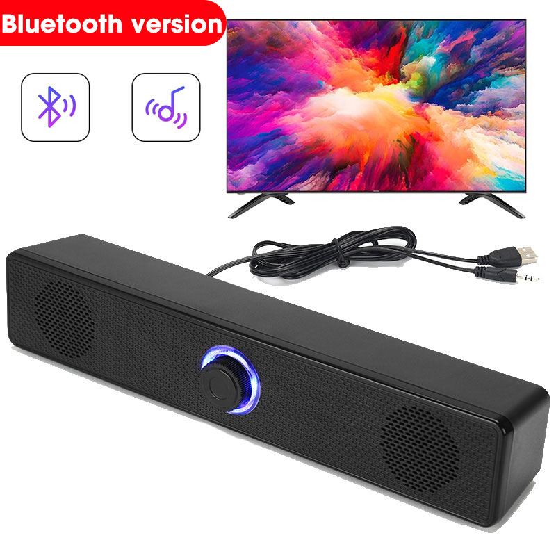 HOMEFISH Barra de Sonido BT5.0, Altavoz con Cable e Inalámbrico, Modo Dual, Sonido Envolvente 9D, Bajos Estéreo, Anti-Interferencia para PC, TV, Teléfono y Juegos