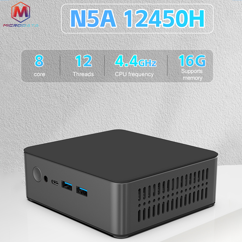 MicroData Mini PC N5A 8-Core 12-thread Intel i5 12450H Windows 11 Pro DDR5 4800Hz,16G 518GB/1TB,1*M.2(NVME SSD,2280)WIFI5+BT4.2