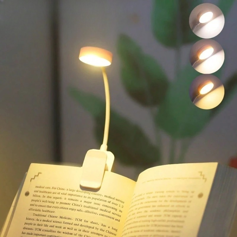 Runtowo LED クリップオンブックライトポータブル読書灯バッテリー駆動 3 色目の保護無段階調光ミニデスクランプ