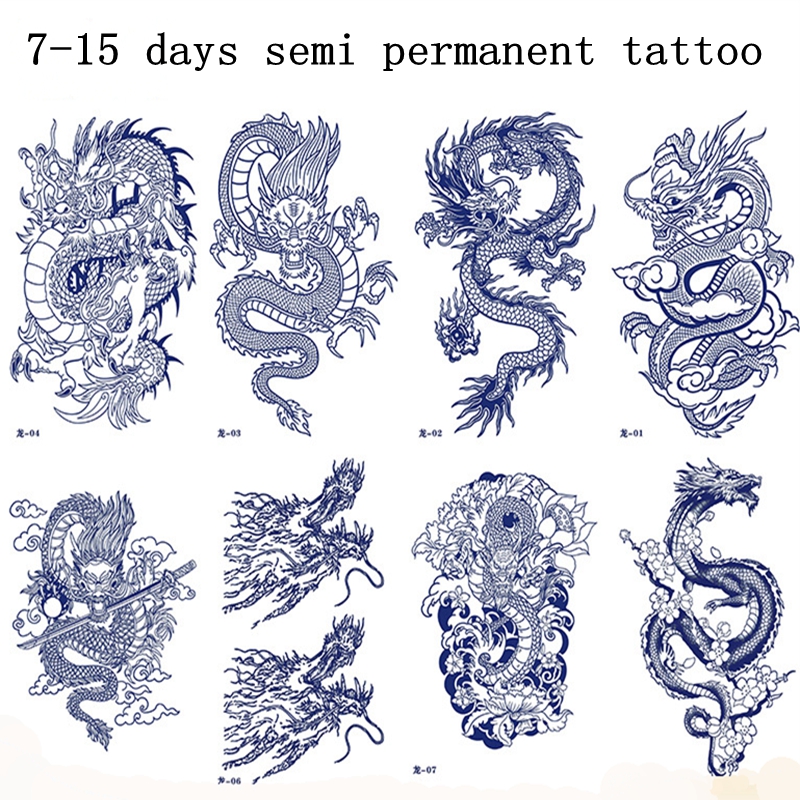Tatuaje de tinta de jugo de dragón, pegatinas de Tatuaje temporal semipermanente, Tatuajes Temporales duraderos impermeables, Tatuaje falso artístico para Hombre
