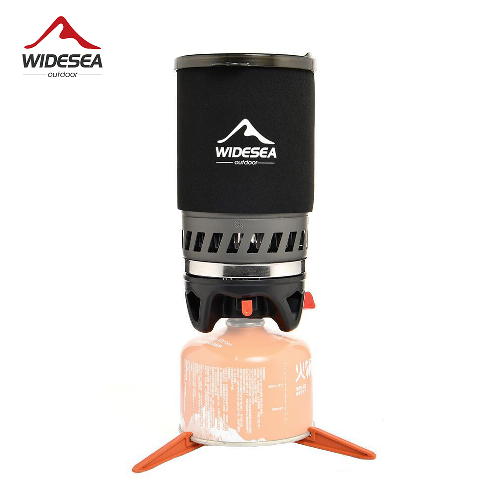 Breedbeeld Camping Kooksysteem Met Warmtewisselaar Buiten Gasfornuis Brander Toerist Koffiepot Cup Kookgerei Toerisme