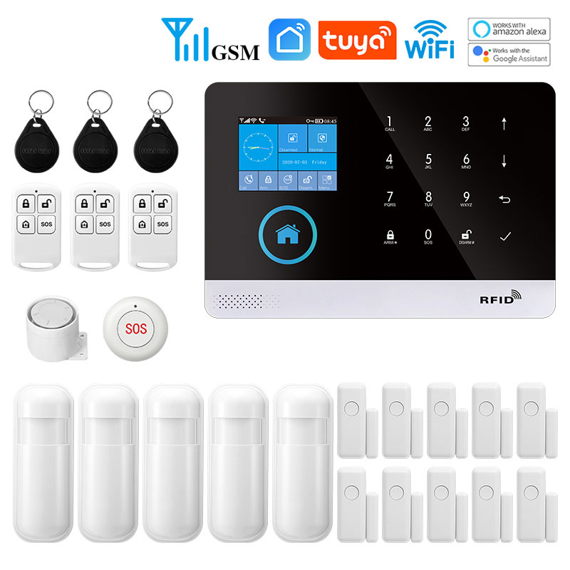 Mul-sistema de Alarma antirrobo para el hogar, Alarma inalámbrica PG103, WiFi, aplicación inteligente Tuya, funciona con Alexa, GSM, 433MHz