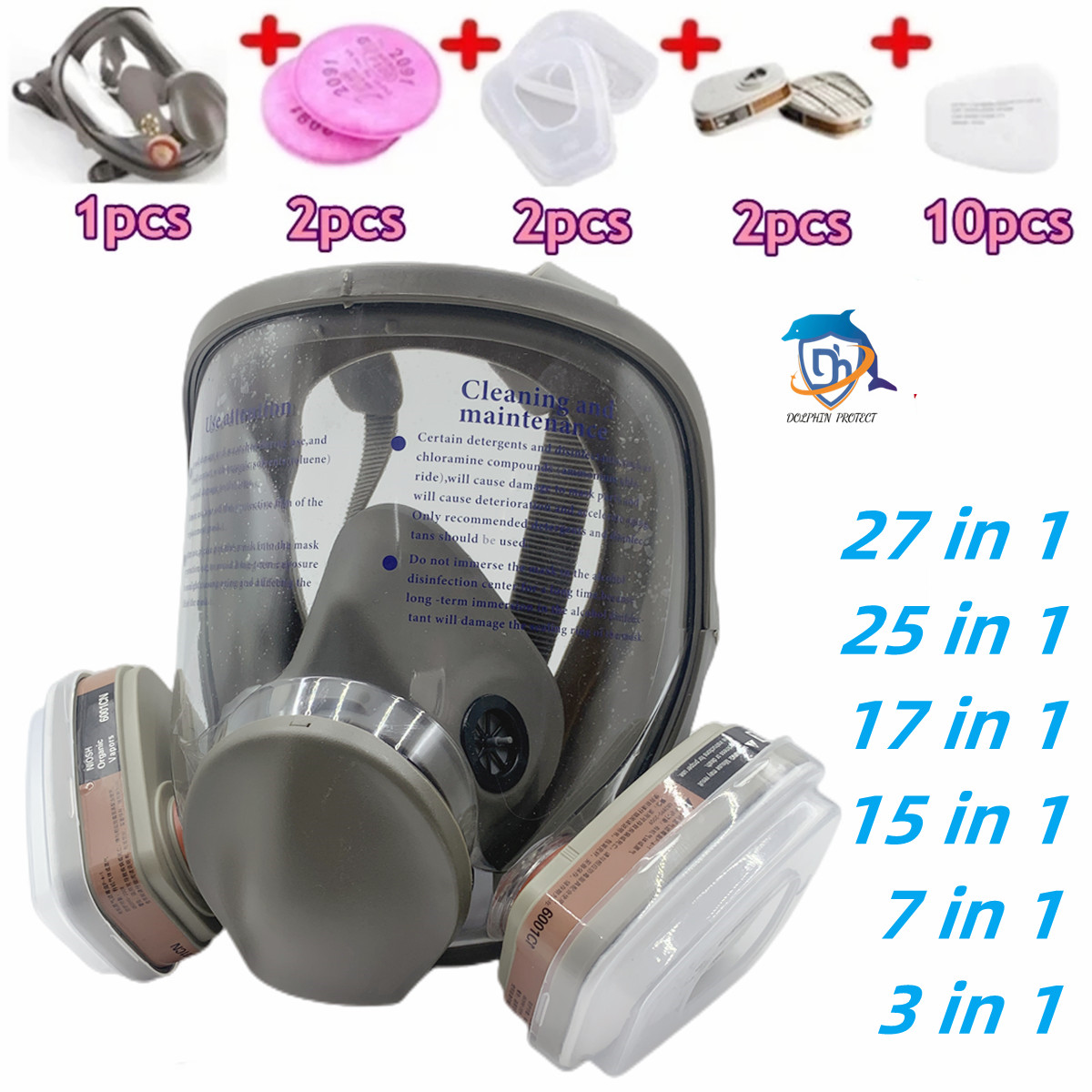 Masque de protection en spray complet, respirateur à masque à gaz industriel, nouveau masque à gaz de type 6800, produits chimiques d'entretien mécanique.