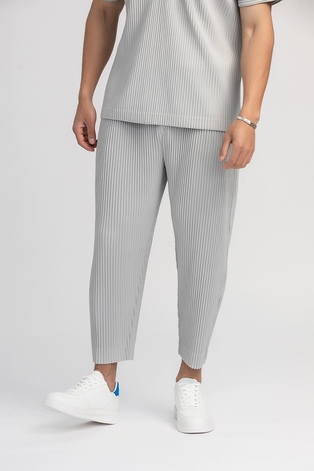 Miyake calças plissadas sólidas calças afiladas calças lápis quatro estações casuais bottoms japonês streetwear miyake masculino