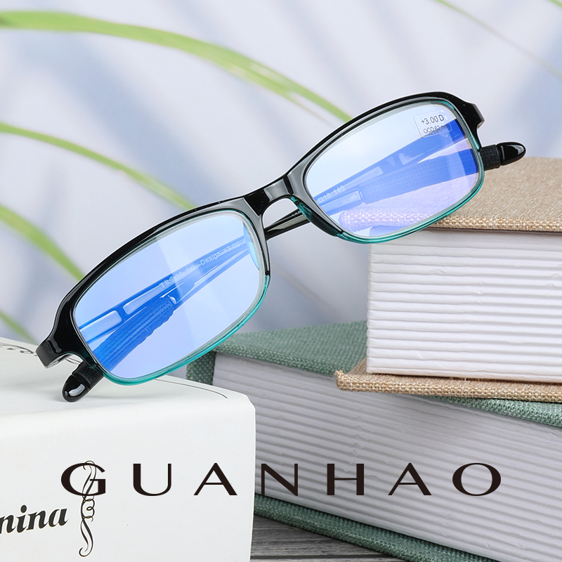 Guanhao Anti Blau Licht Harz Objektiv Mode Rahmen TR90 Klare Gläser Mann Frauen Ultra-licht HD Kunststoff Rahmen Schlanke lesebrille