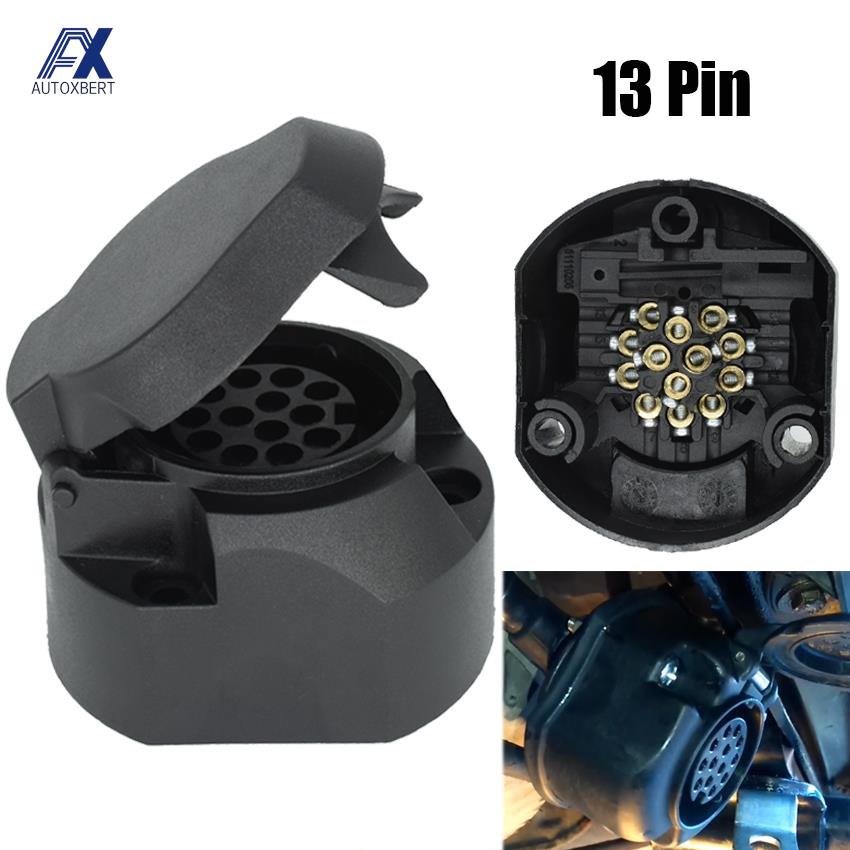 13 PIN ยูโรพลาสติก Trailer SOCKET รถอุปกรณ์เสริมคาราวาน 13 POLE TOW Bar ลากจูงปลั๊ก 12V ไฟฟ้าอะแดปเตอร์