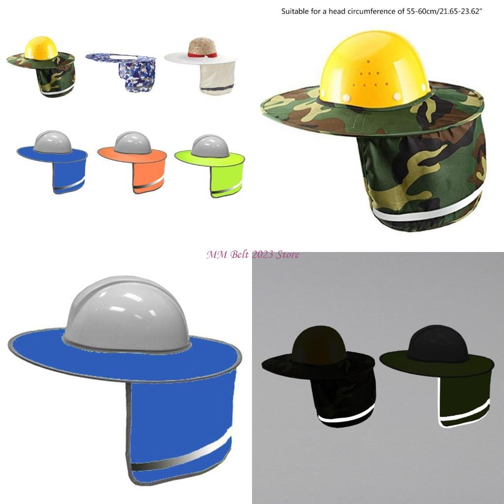 49ME HardHats Sonnenschutz mit reflektierendem Streifen, breiter Krempe, Nackenschutz für Helme