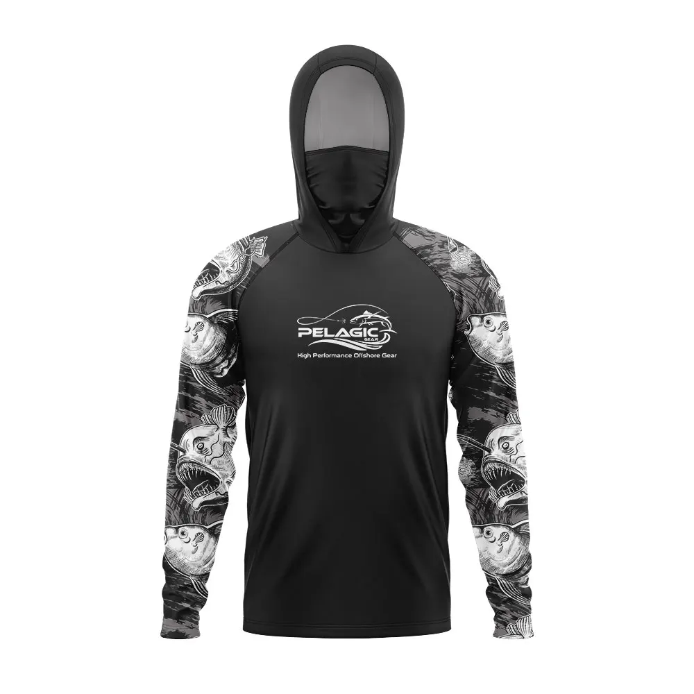 Pelagic Gear New Fishing Apparel Summer Men Long Sleeve T Shirt Fish Sun Protection Breathable Hooded Face Mask Odzież wędkarska
