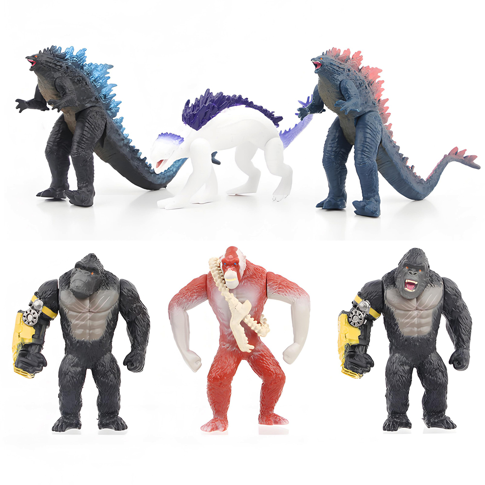 Nowość! Zestaw 6 sztuk Godzilla VS King Kong 2 Nowa Imperium Potwory Figurki Akcji z Ruchomymi Stawami Zabawki Modelowe