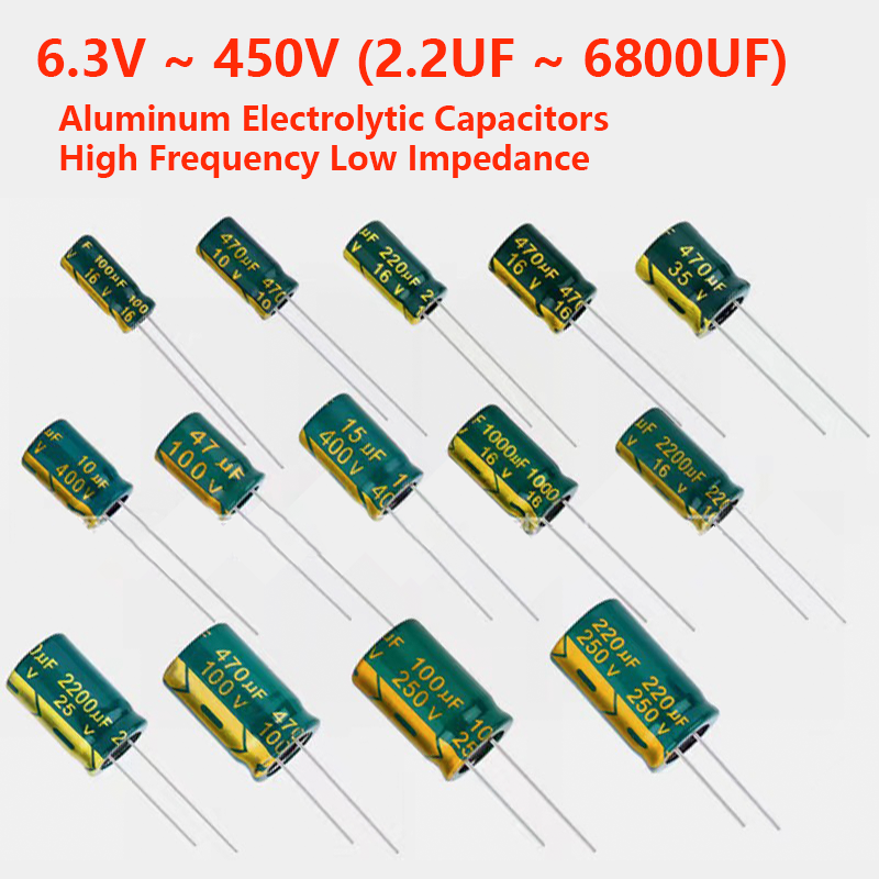6.3V 16V 25V 35V 50V 100V 200V 400V 450V High Frequency Low ESR Aluminum Capacitor 6.3 10 22 47 100 220 330 470 680 820 1000 uf