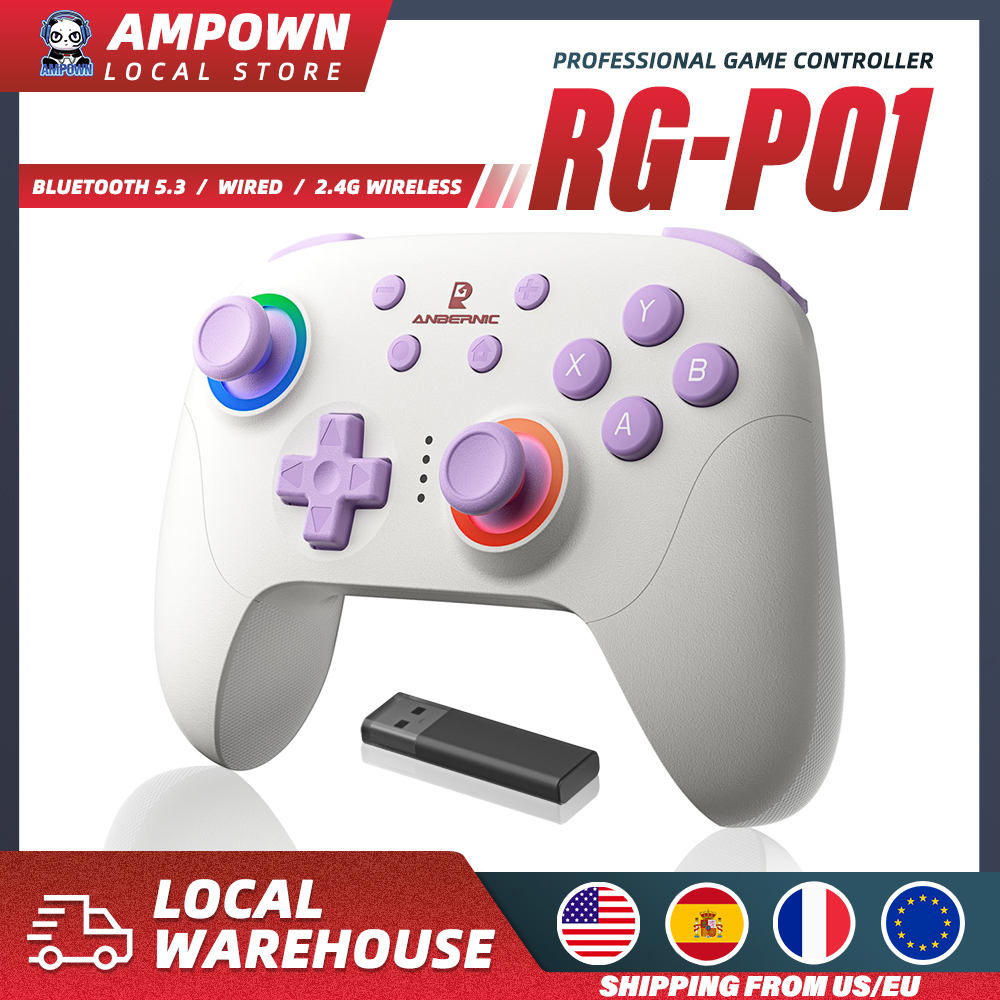 ANBERNIC RG P01 Геймпад Беспроводной игровой контроллер Триггер Холла Джойстик Макро-ключ RGB Дыхательный свет для коммутатора ПК Android IOS