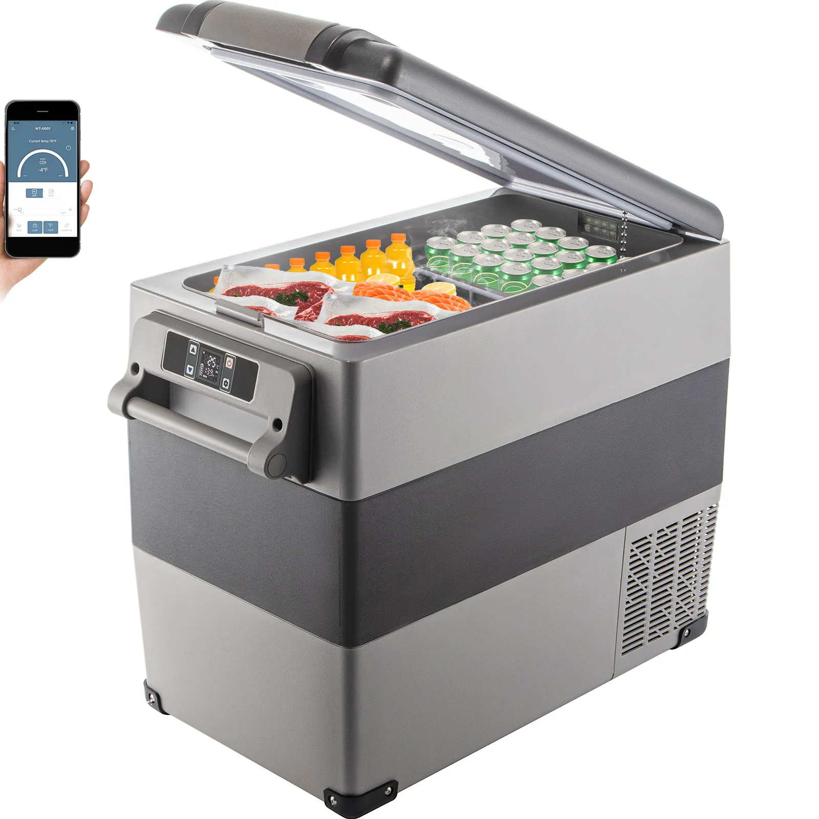 Geladeira para carro VEVOR 35L 45L, geladeira para carro 12V, -4 ℉ -50 ℉   Faixa ajustável, refrigerador de compressor de 12/24 V DC e 100-240 V AC para exterior