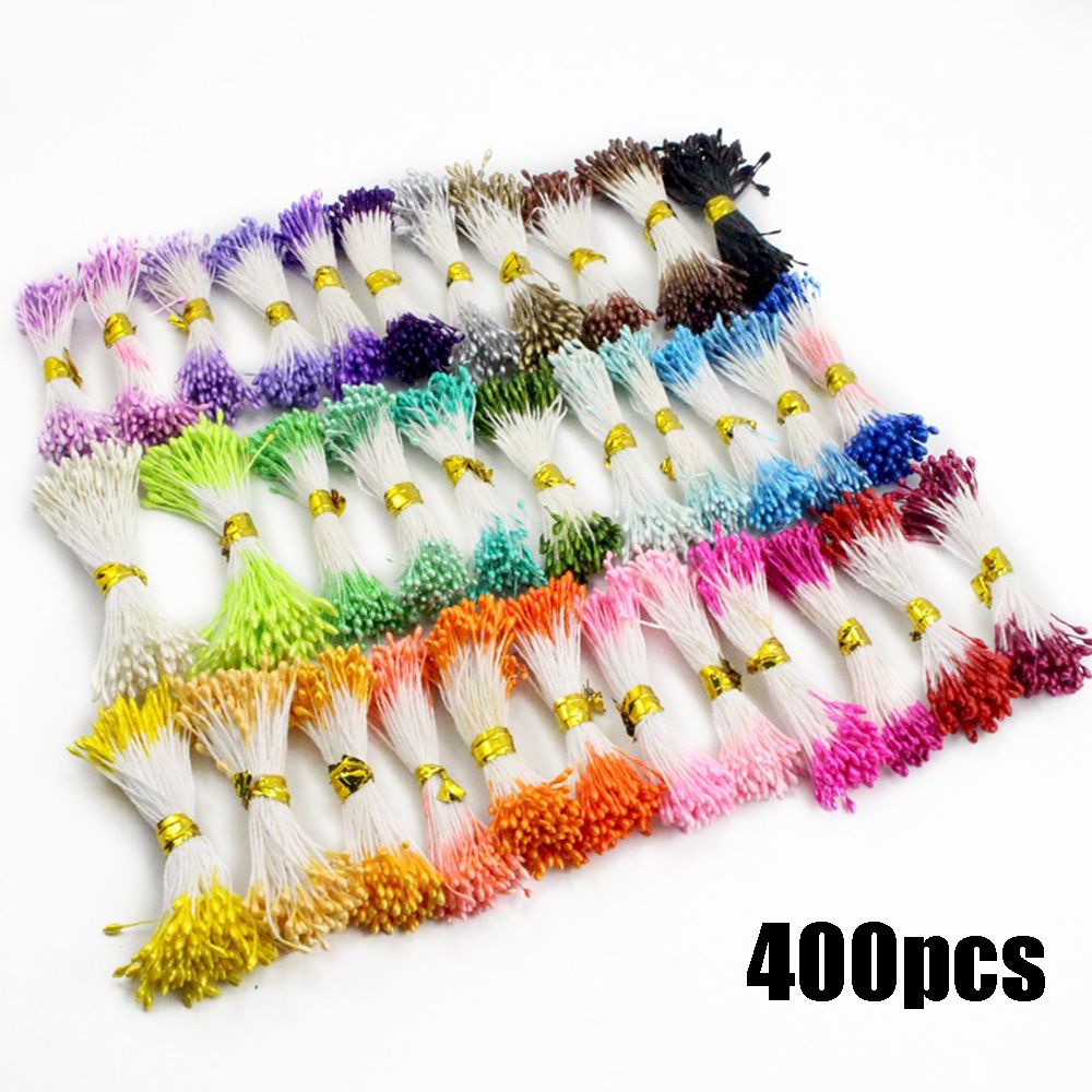 1mm 400 buah benang sari bunga Mini mutiara buatan kepala ganda plastik DIY kerajinan bunga untuk dekorasi pernikahan DIY sulaman