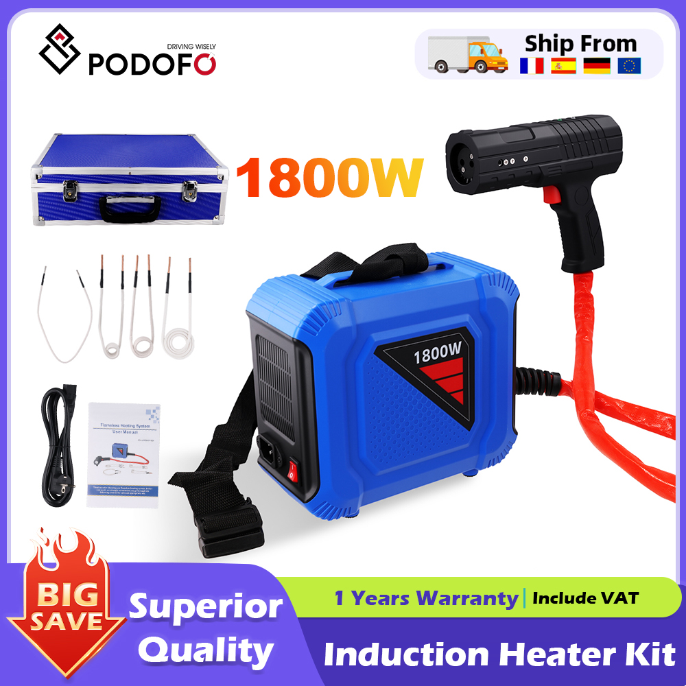 Podofo 1800W Tipo Dividido Aquecedor de Indução Portátil Indução Sem Chama Ferramenta Aquecedor de Parafuso de Indução Portátil para Reparação de Carro