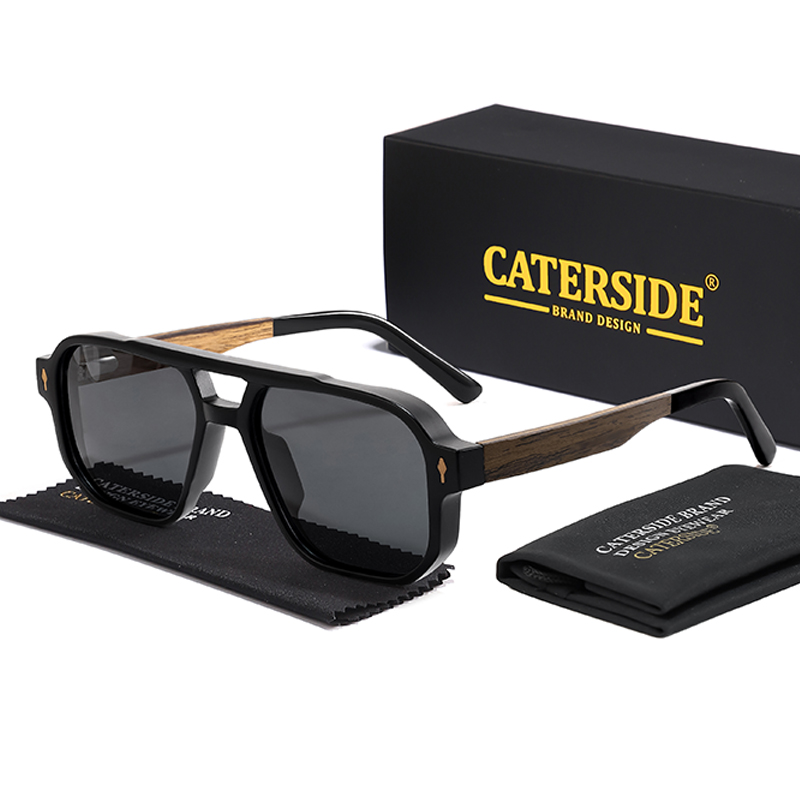 CATERSIDE Mode Heren Gepolariseerde Zonnebril Retro Luxe Merkontwerp Massief Houten Tempel Zonnebril Dames Rijden Feestbril