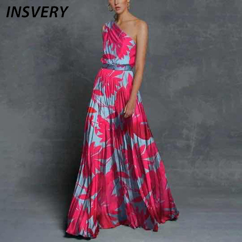 Women Slash Neck Party Dress 2022 Sleeveless Vintage Print Beach Long Dresses For Women Summer Vestidos Beach Dress Maxi Robe