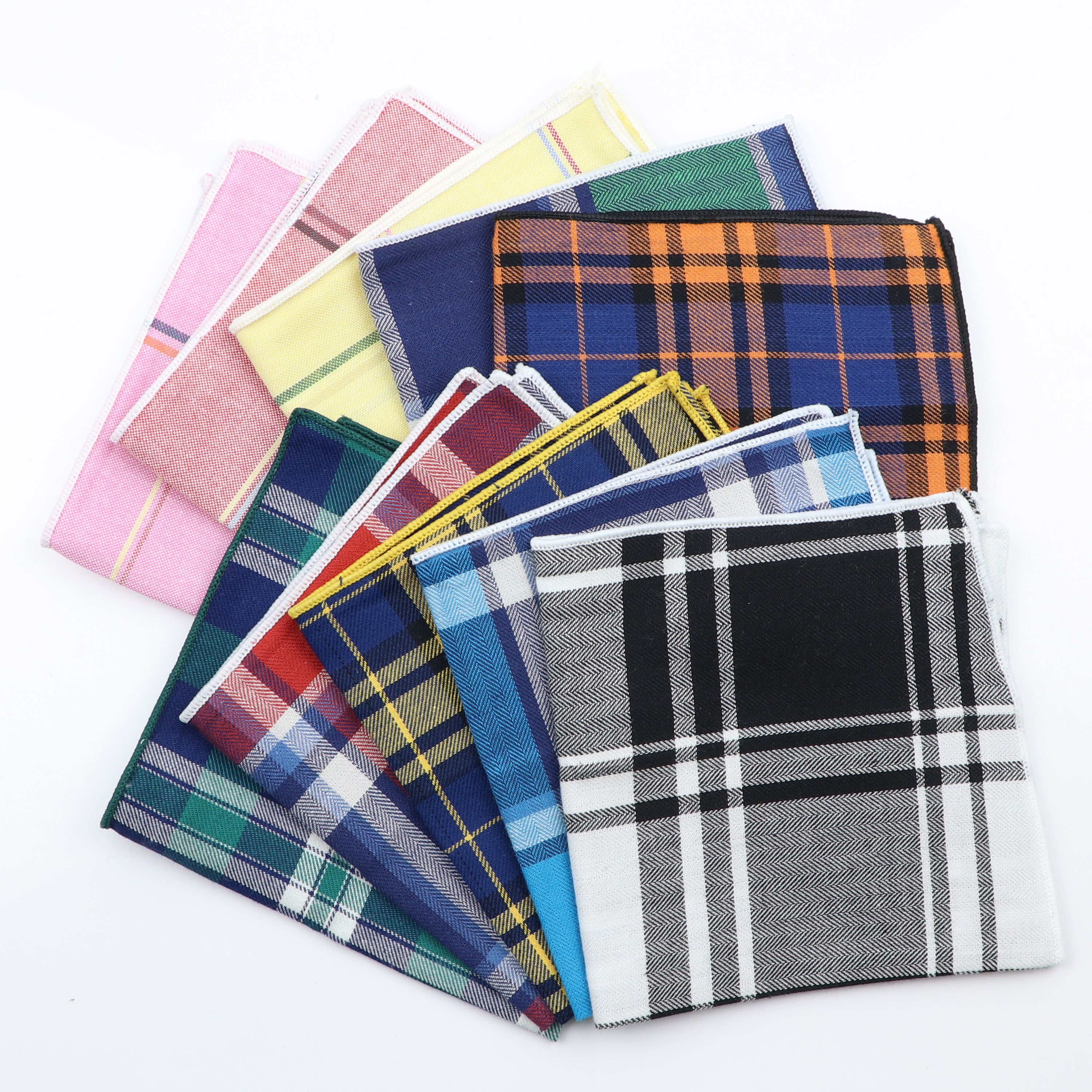 100% algodão listrado xadrez lenço terno lenços para homens de negócios casual festa masculino 24cm largura bolso quadrado lenços de casamento