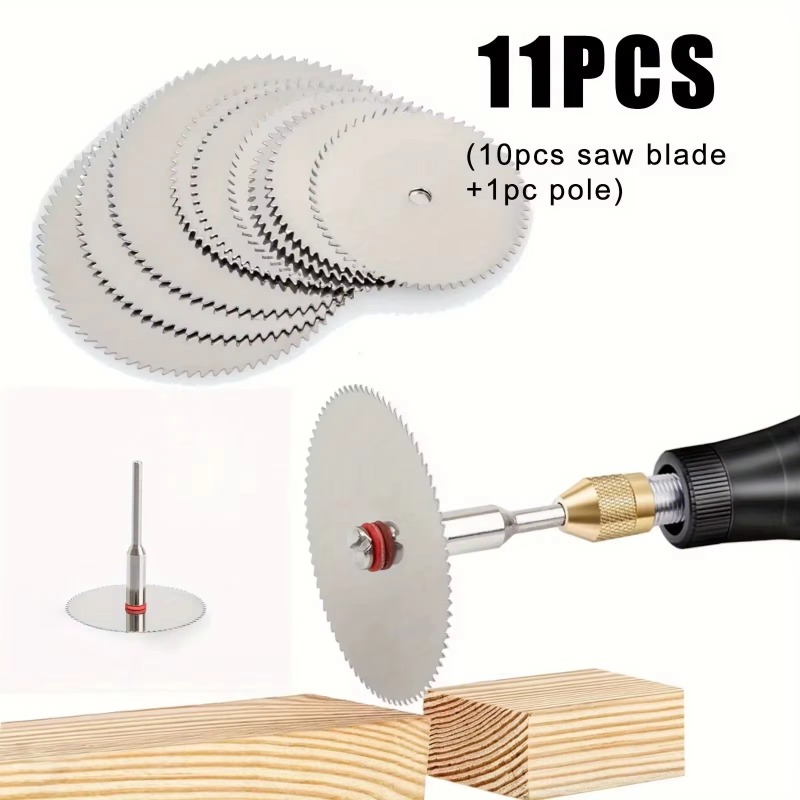 Juego de Mini hojas de sierra Circular, disco de corte de precisión para carpintería con 1 varilla de 22mm, 25mm, 32mm para cortar madera y Metal, 11 Uds.