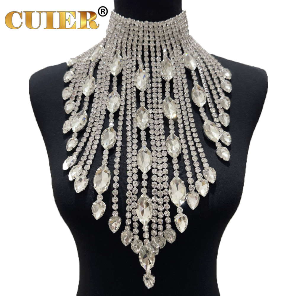 CuiEr 40cm lunghezza SS28 strass catena nappa splendido cristallo AB Lrregular collana per le donne Choker gioielli matrimonio in vetro