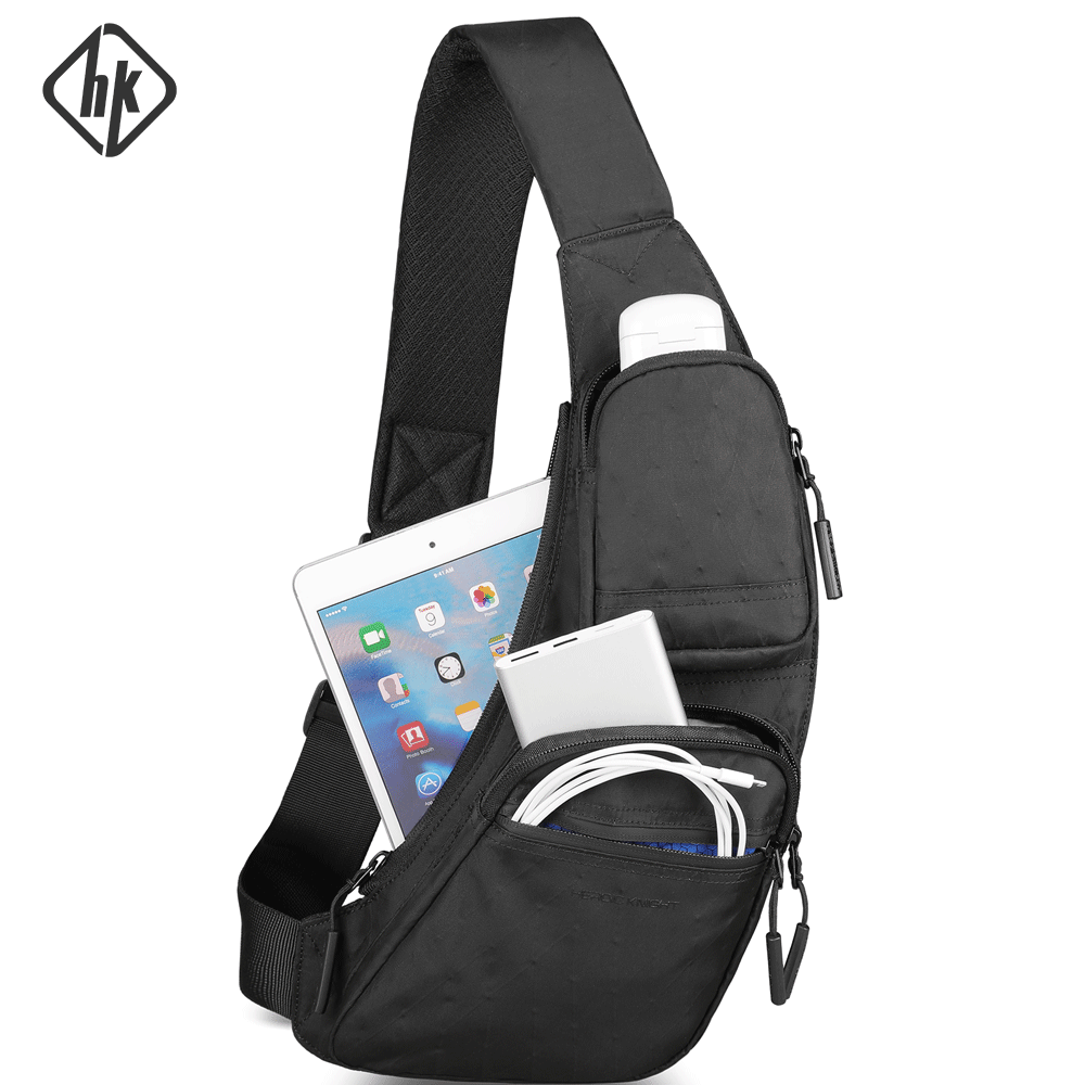 HcanKcan Bolsa de ombro masculina casual, leve, à prova d'água, tecido X-Pac, bolsa crossbody com vários bolsos, pacote de cintura para viagem ao ar livre