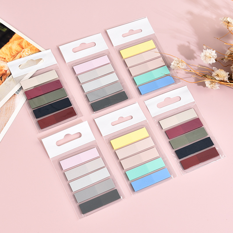 6 ชุดกันน้ํา Morandi สีพลาสติก Sticky Note กันน้ํา MeMO Pad สํานักงานโรงเรียนเครื่องเขียนนักเรียนจดบันทึก