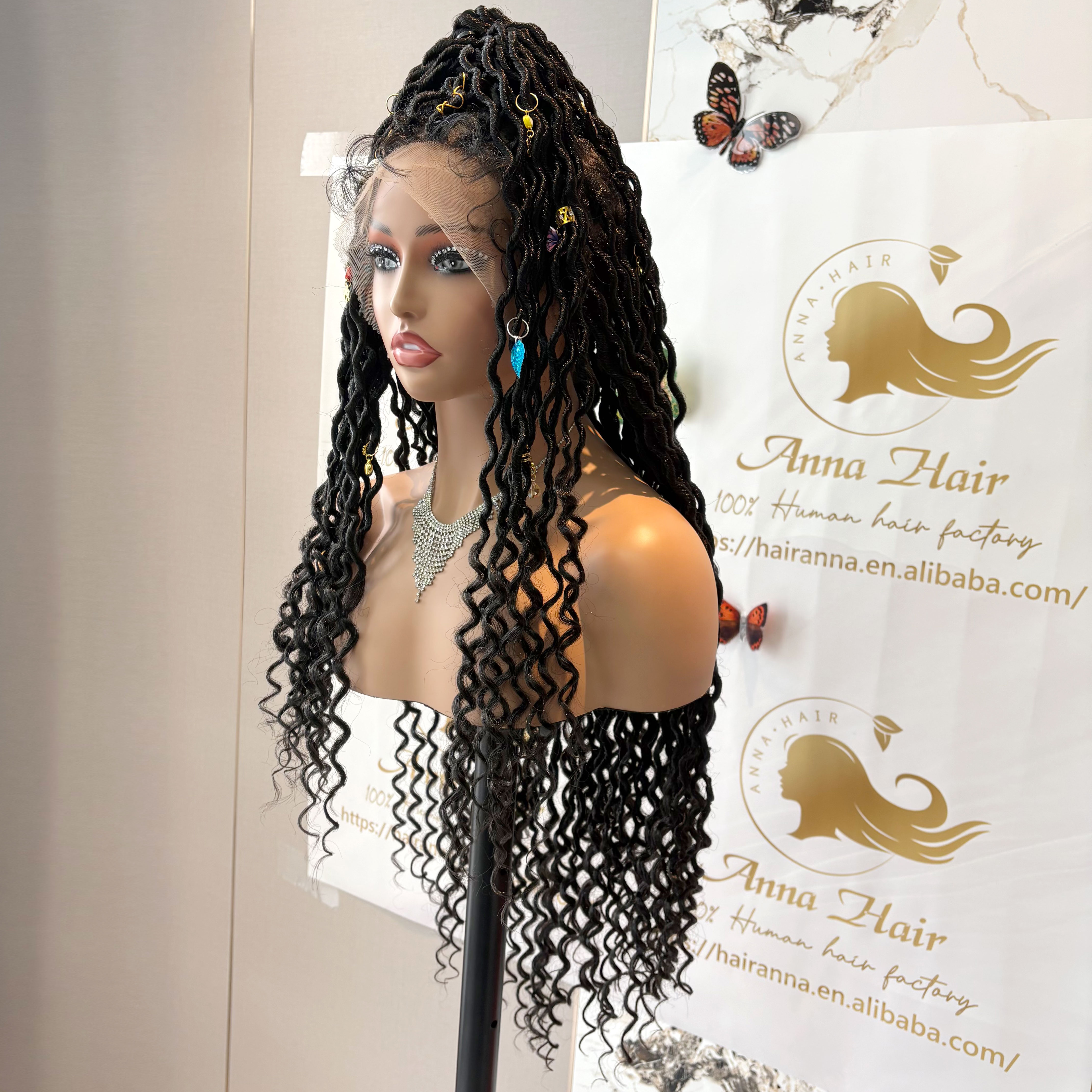 วิกผมถักโครเชต์ Nu Locs แบบสังเคราะห์ ลดราคาพิเศษ ยาว 32 นิ้ว นุ่ม งอนเด้ง แบบ Pre-looped Goddess Locs ทรงผมเดรดล็อค