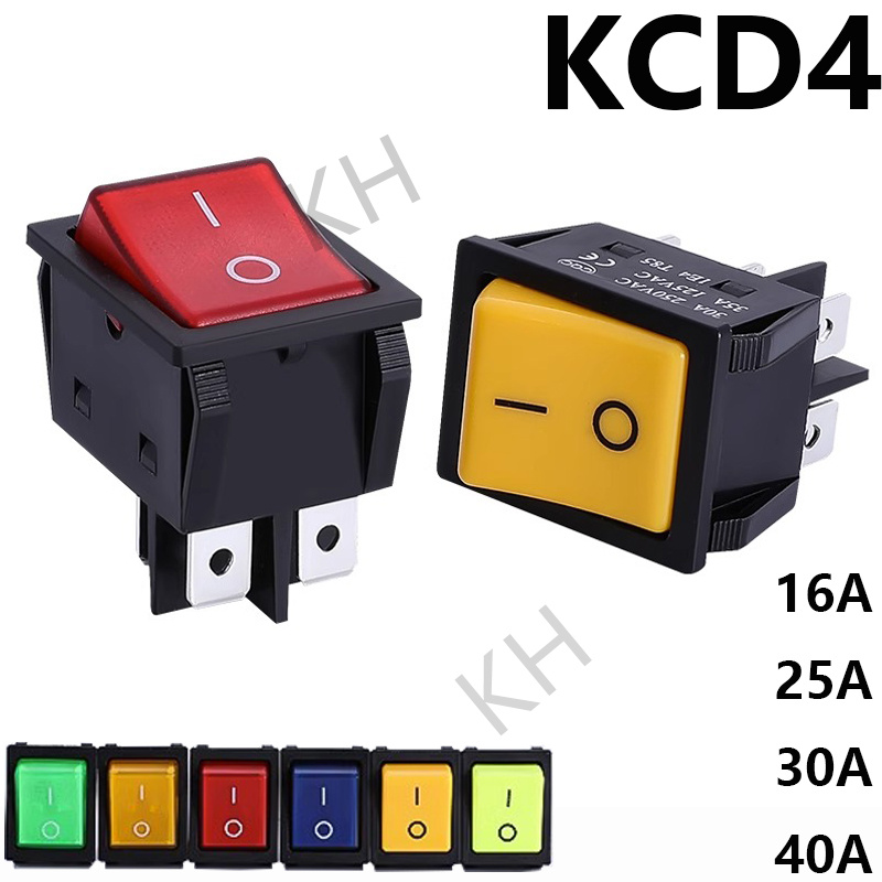 1 Uds., 30/40A 250V CA de alta corriente, encendido/apagado, especial para máquina de soldadura, KCD4, punto de plata esterlina, interruptores de botón de encendido basculante