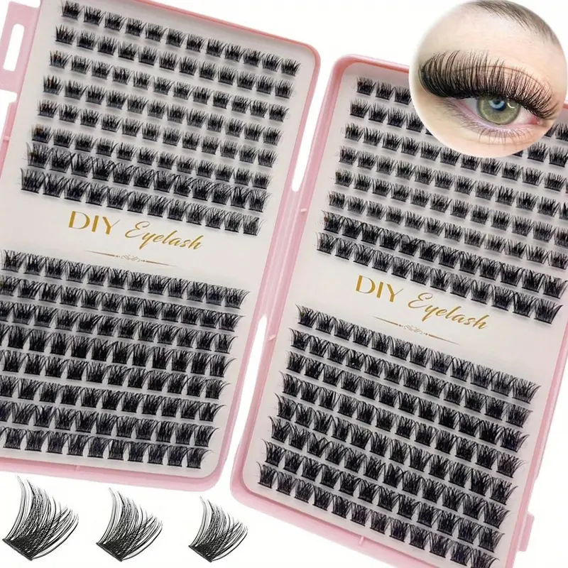 Kit de extensión de pestañas: juego de pestañas individuales, D-Curl, múltiples longitudes, inodoro, fácil de aplicar para libros de maquillaje en el hogar