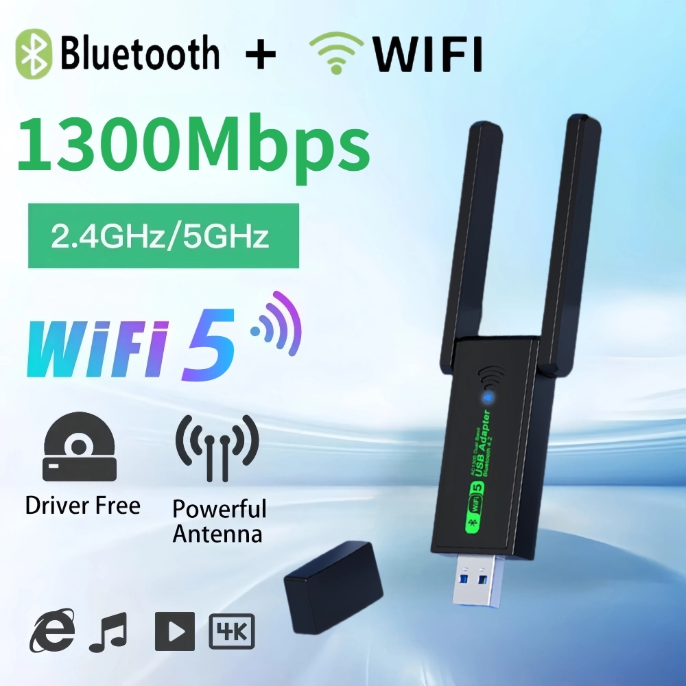 1300Mbps USB 3.0 WiFi Bluetooth アダプター 2.4G 5GHz Wi-Fi アンテナ デュアル バンド 802.11ac ミニ ワイヤレス コンピューター ネットワーク カード レシーバー
