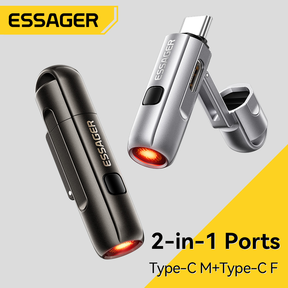 Accendino USB-C Essager 2 in 1 con Funzione Soffiante, Senza Fiamma, Sicuro, a Risparmio Energetico, Portatile per Esterni, Mini Adattatore USB-C
