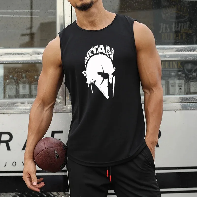 Funny 3D Spartan Print Men's Tank Top Casual Loose Sleeveless T-Shirt Fashion Trend Gym Fitness Clothing Outdoor Sports Run Vest