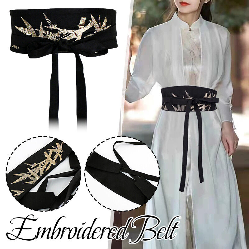 Cinturón de kimono tradicional japonés para mujer, corsé con borlas, cinturón ancho, cinturones de cintura con grulla Yukata, accesorios de disfraz