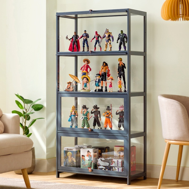 Handgemaakte vitrinekast, imitatieglas transparante stofdichte vitrinekast, Lego speelgoed acryl opbergdoos, boekenplankplank