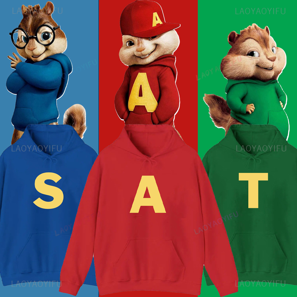 Alvin y los Chipmunks: la sudadera con hombros caídos de The Squeakquel's Pullover Woman Manfashion está disponible para la mejor amiga con capucha