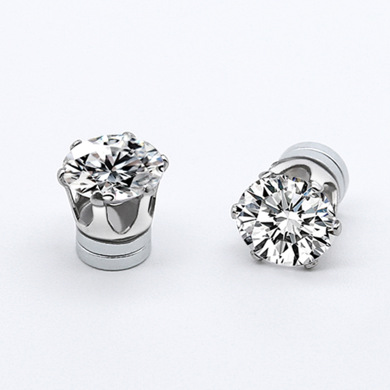 Brincos magnéticos unissex, brincos redondos de cristal com strass, mulheres, homens, não piercing, brinco falso, joias da moda