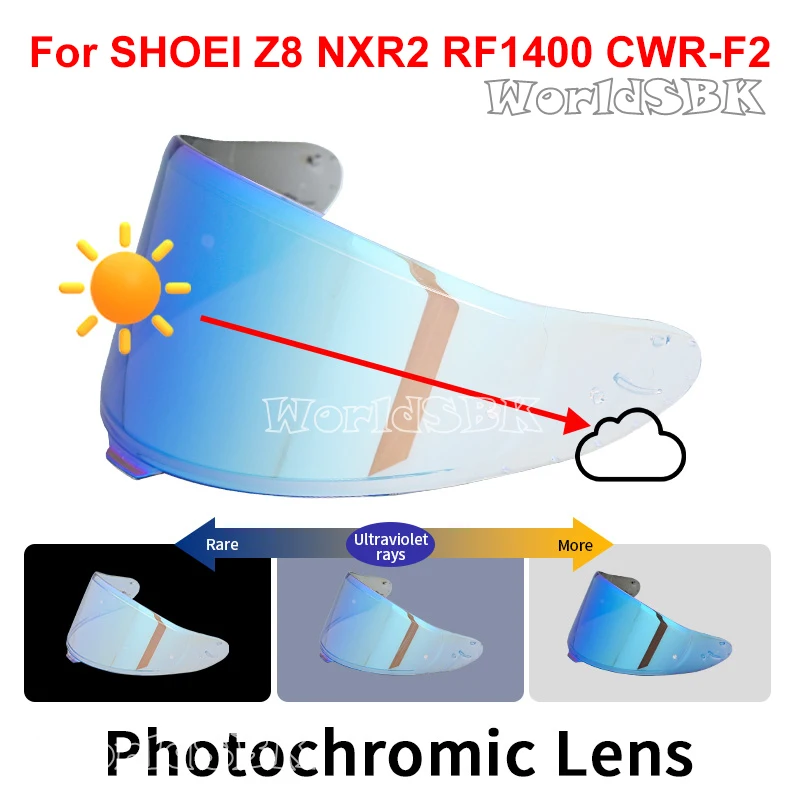 Fotochromowy wizjer do SHOEI RF1400 RF-1400 NXR2 CWR-F2 Z8 CWR-F2R X15 X-15 X-Fifteen X-SPR Pro Autochromic Lenses Helmet Shield
