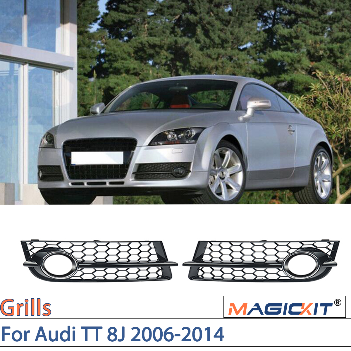 Magickit Voor Audi TT 8J 2006-2014 Mistlamp Grille Cover 1 paar HONINGKOM Grille HEX Stijl glanzende AUTO Accessoires