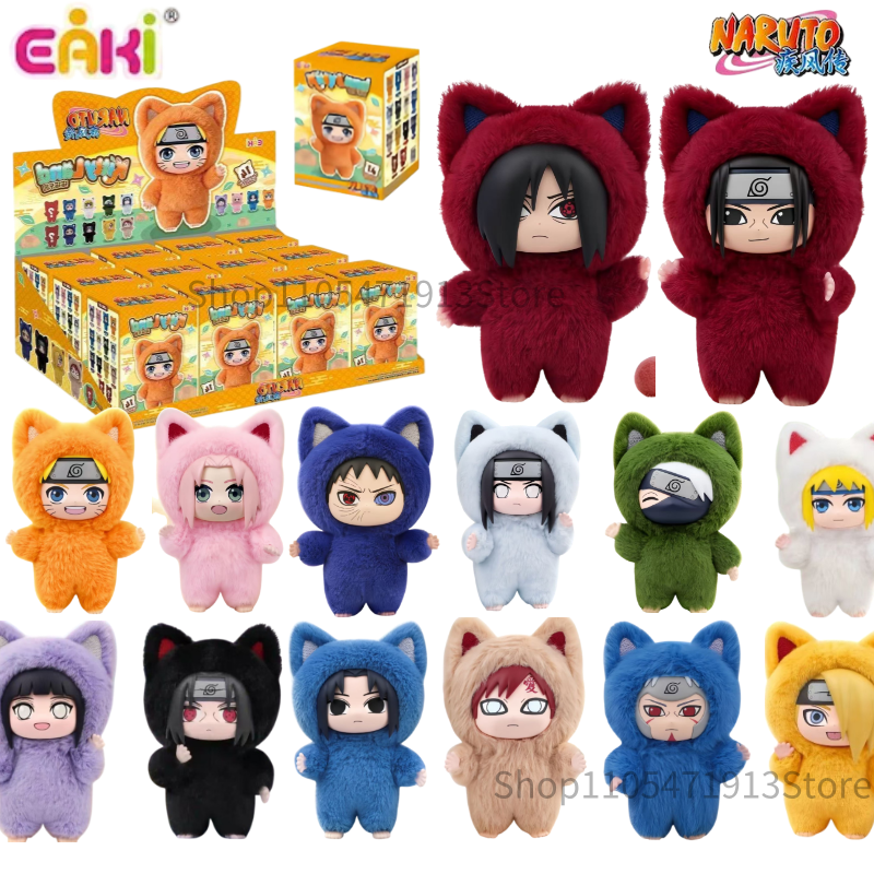 TOPTOY Eaki Naruto V3 Kitten Land Series Blind Box V2 Pajamars Boneka Vinyl Plush Figur Bergerak Itachi Sasuke Obito Mainan Kejutan