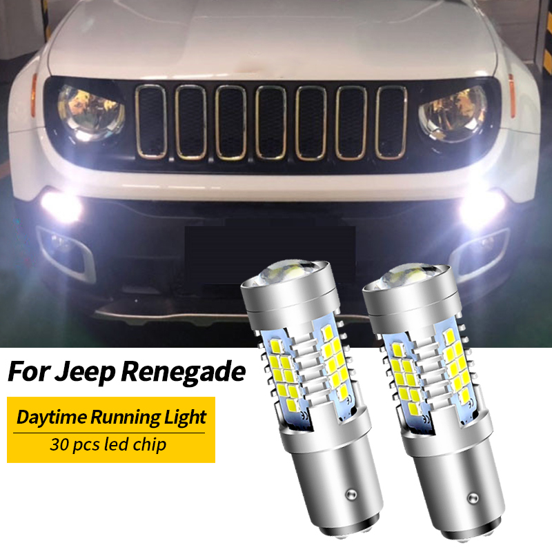 2Pcs LED Daytime Running Light DRL Bulbs For 2015-up Jeep Renegade 12v 1157 led P21/5W BAY15d Canbus 6000K Xenon White
