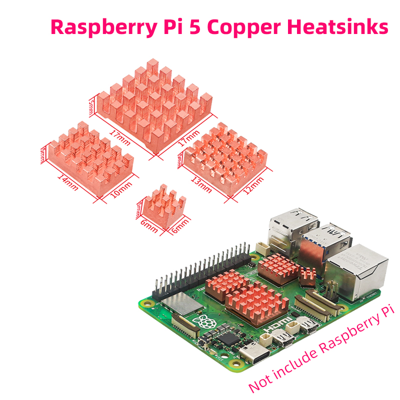 Raspberry Pi 5, медный радиатор, металлический радиатор, пассивная охлаждающая подставка, кулер для RPI 5 Pi5