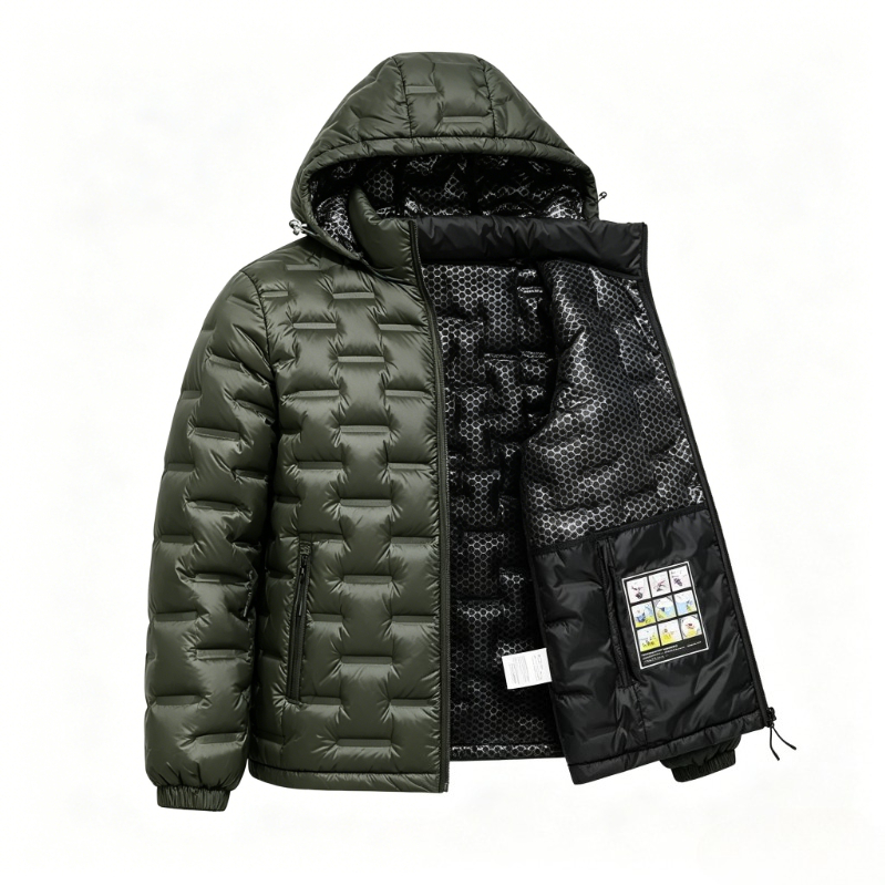 Jaquetas Masculinas de Inverno com Capuz à Prova de Vento, Casacos Acolchoados de Moda Masculina em Cores Sólidas