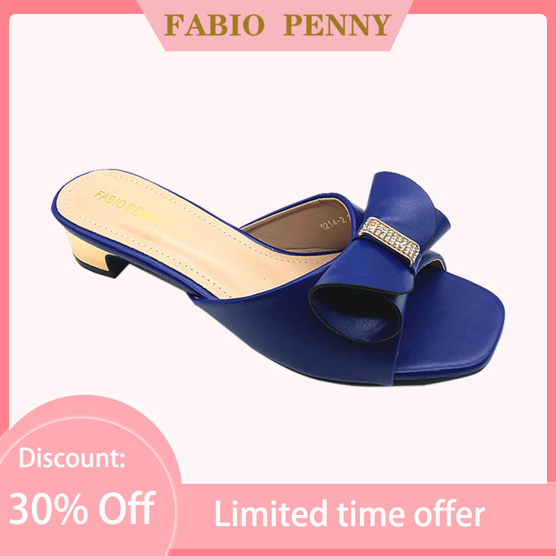 FABIO PENNY nieuwe strikontwerp effen kleur elegante feestdamespantoffels met lage hakken en sandalen met middelhoge hakken voor etentjes