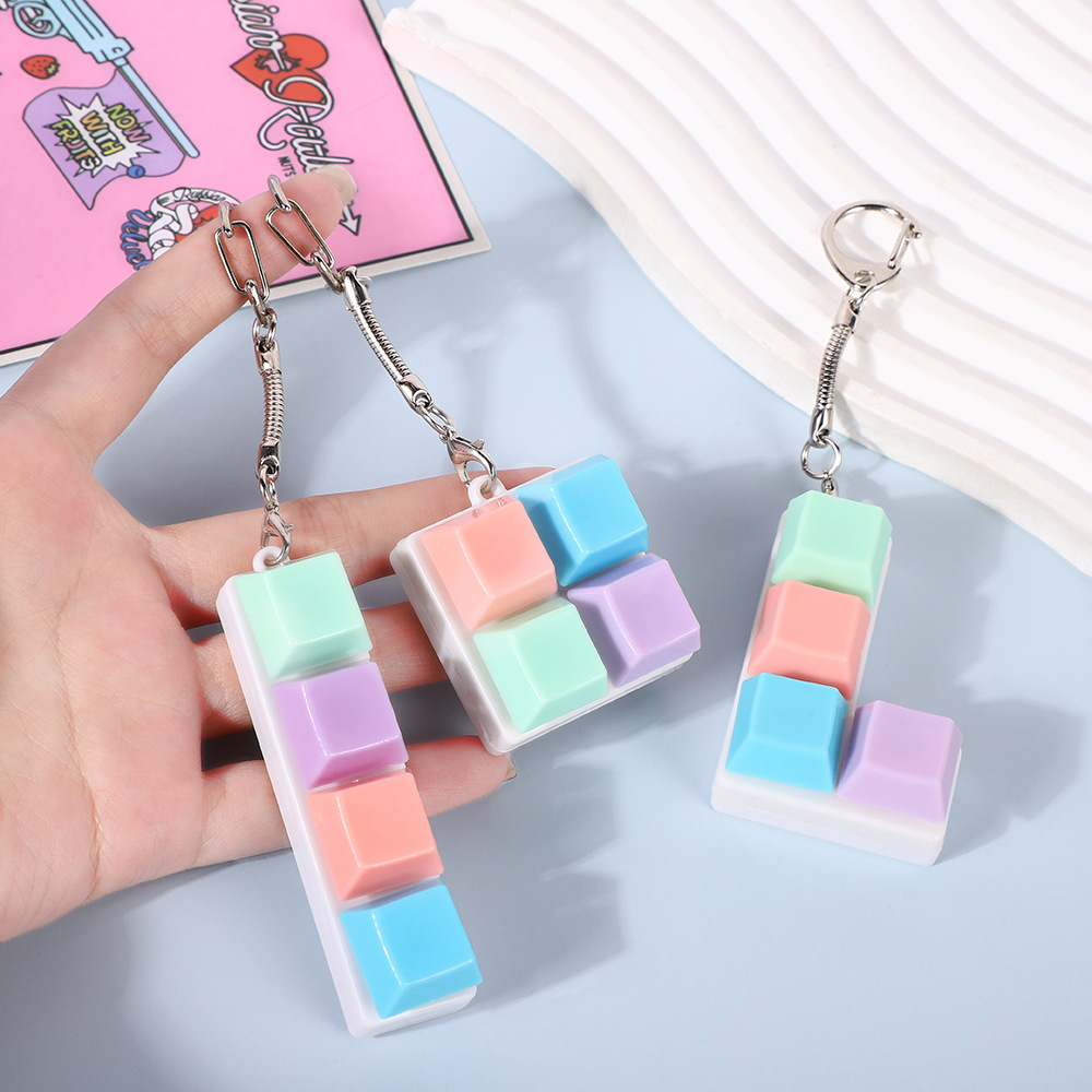 Keyboard Key Chain Keyboard Caps Toy Press Stress Relief Diy Button Finger Keyboard Caps Keychain Keyring Key Holder Small Gifts