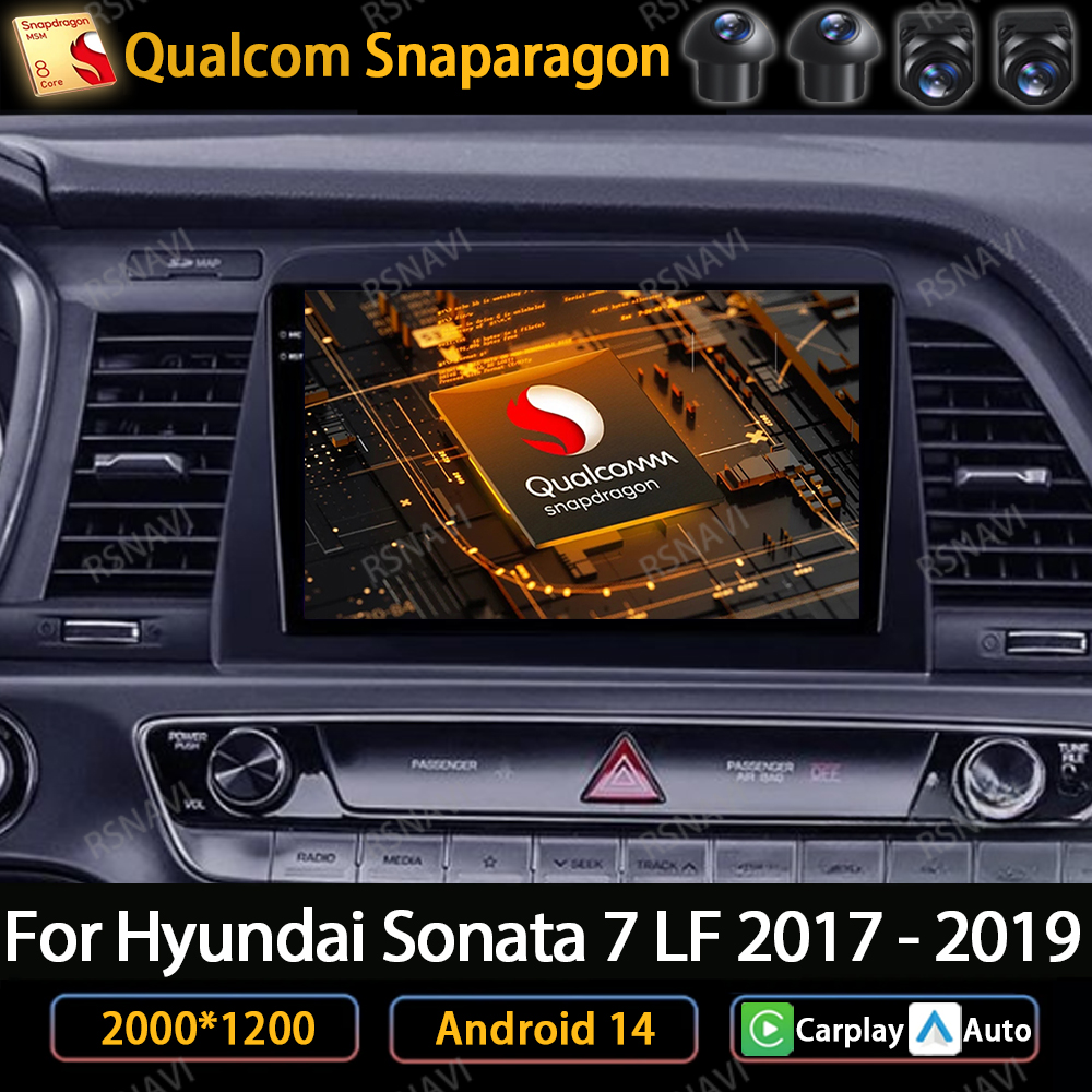 Android 14 Radio mobil untuk Hyundai Sonata 7 LF 2017 - 2019 Multimedia Stereo pemutar Video navigasi GPS nirkabel Carplay Auto DSP