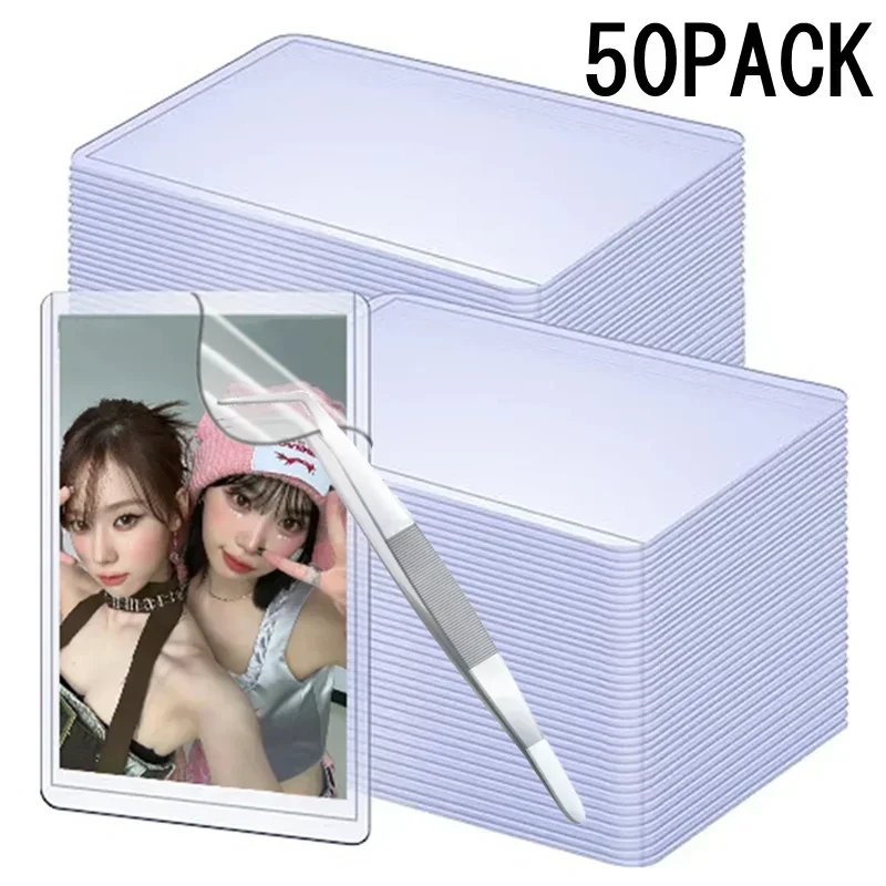 1/50 個 35PT クリアトップローダー Kpop アイドルフォトカードスリーブアンチスクラッチ 3X4 "PVC DIY ゲームトレーディングカード HD プラスチック収集ホルダー