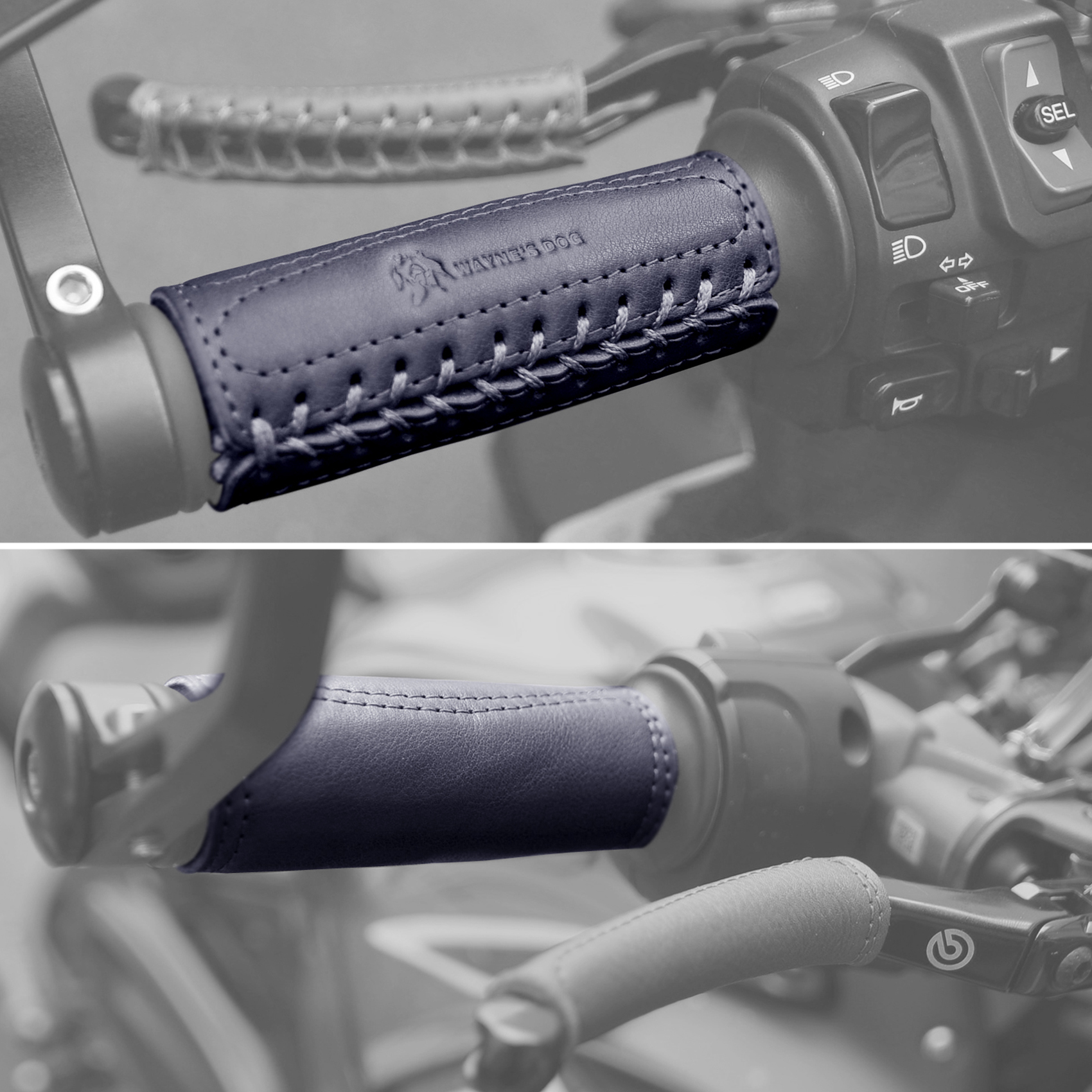 Neue Rindsleder Motorrad Lenker griffe Lenker abdeckung Holster schwarz & braun